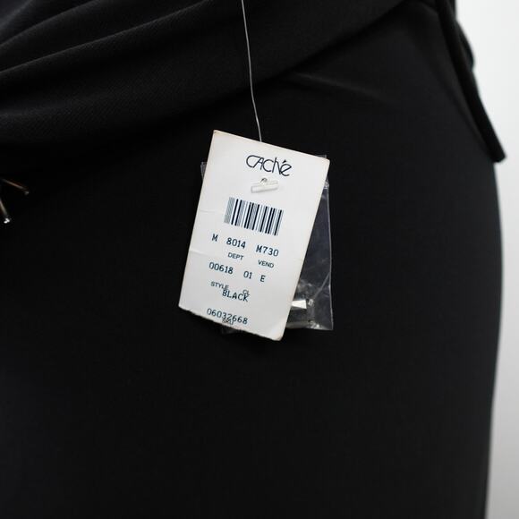 Vintage Cache One Shoulder Black Jersey Grecian Crystal Formal Dress Gown New 6 - Picture 9 of 16